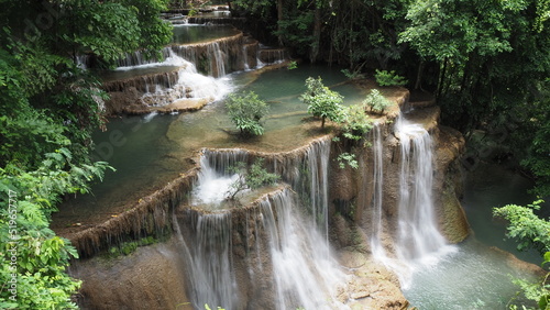 The Erawan Falls in Kanchanaburi Province in Thailand