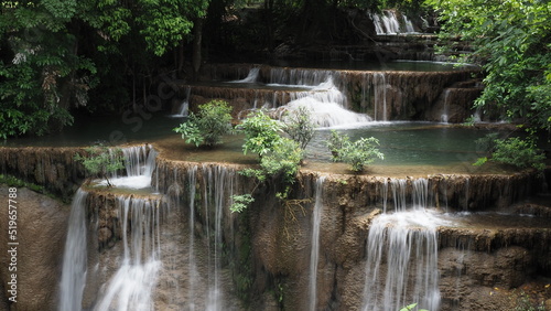 The Erawan Falls in Kanchanaburi Province in Thailand