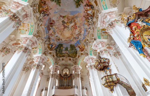 Bad Schussenried, Steinhausen, Ceiling Arts and pipe organ of the Church St. Peter and Paul
