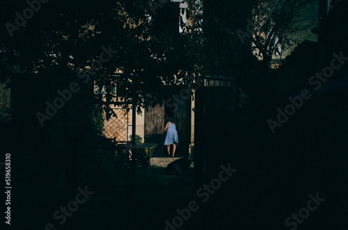 grandmother and elderly women walking in her house on mallorca. majorca, going for dinner.