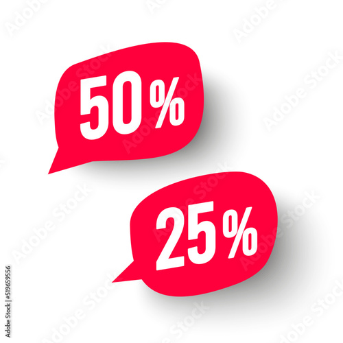 Speech Bubble Set With 50 And 25 Percent Off