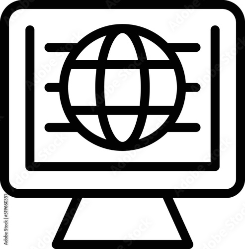 Global web page icon outline vector. Server system. Online security