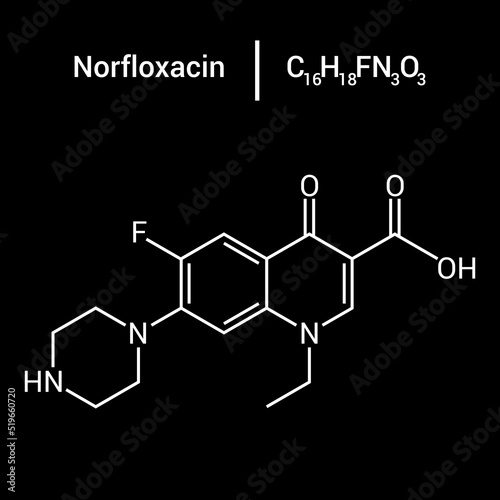 chemical structure of Norfloxacin  C16H18FN3O3 