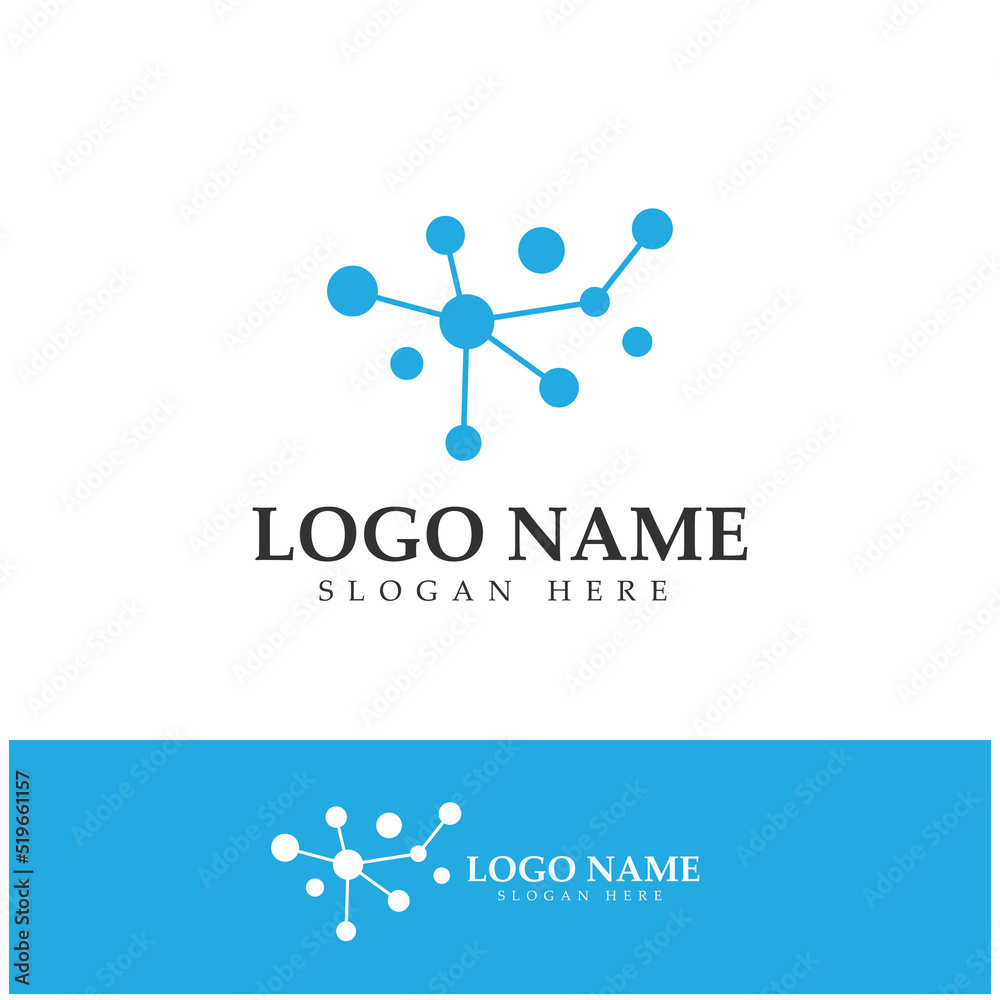 Neuron logo or nerve cell logo design,molecule logo illustration template icon with vector concept