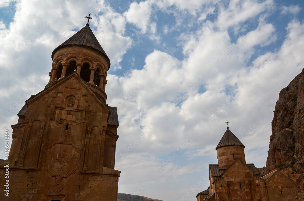 Surb Astvatsatsin and Surb Karapet Churches in Noravank monastery  located in a canyon of the Amaghu river, Armenia