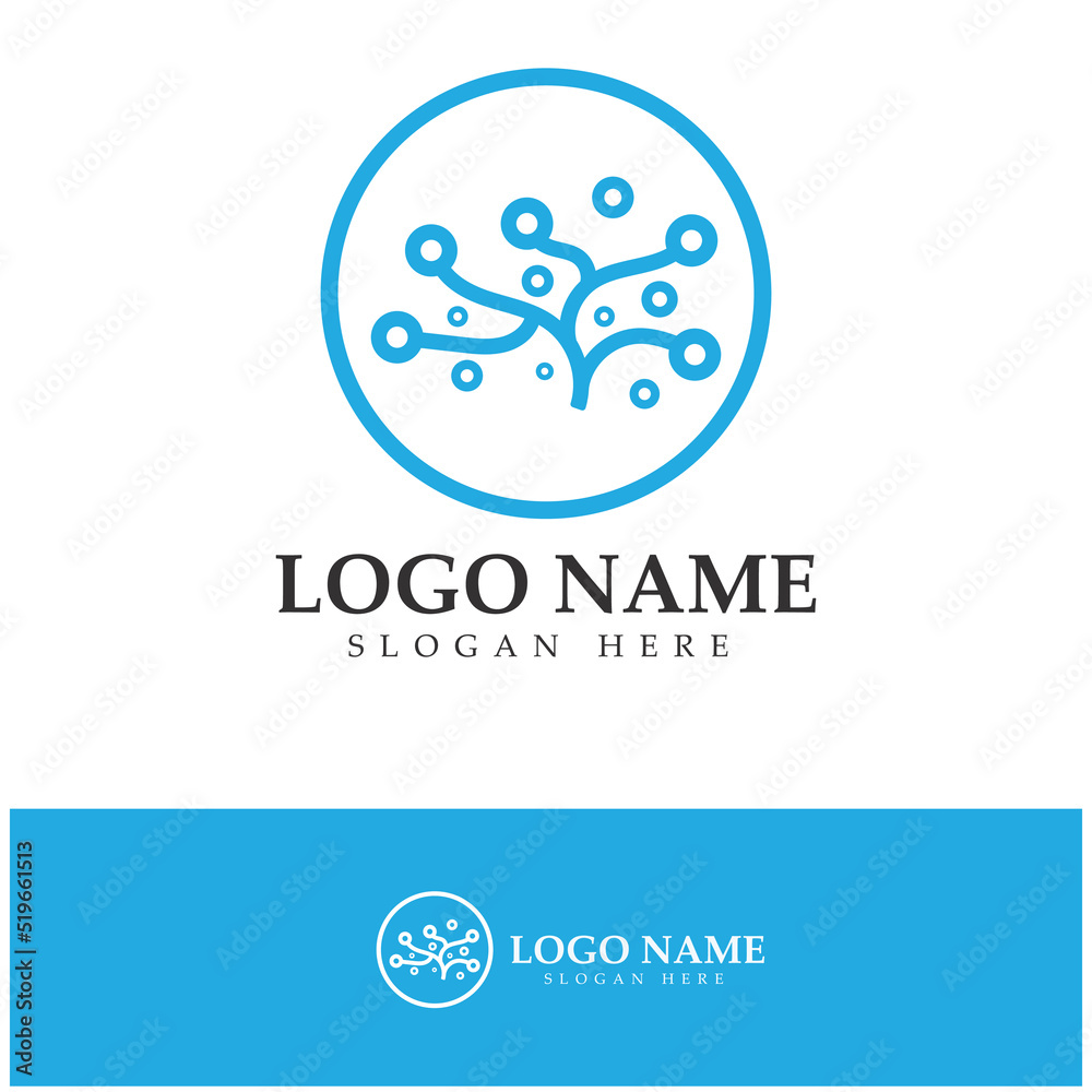 Neuron logo or nerve cell logo design,molecule logo illustration template icon with vector concept Neuron logo or nerve cell logo design,molecule logo illustration template icon with vector concept