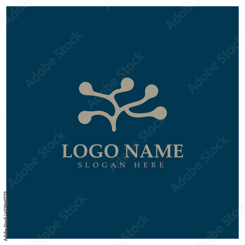 Neuron logo or nerve cell logo design,molecule logo illustration template icon with vector concept