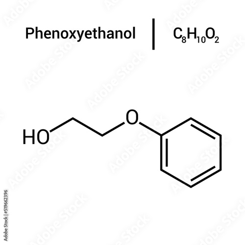 chemical structure of Phenoxyethanol (C8H10O2)