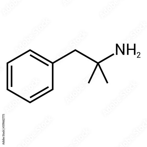 chemical structure of Phentermine (C10H15N) photo