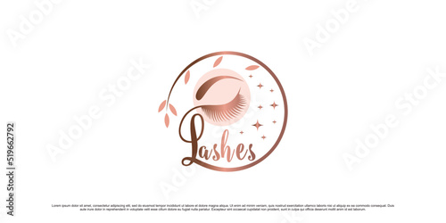 Luxury and elegant eyelash extension logo icon for beauty salon with creative element Premium Vector