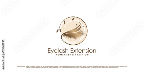 Luxury and elegant eyelash extension logo icon for beauty salon with creative element Premium Vector