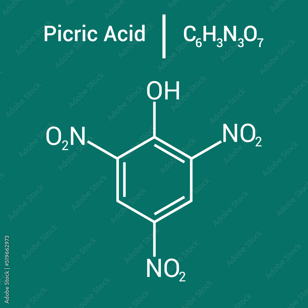chemical structure of Picric acid (C6H3N3O7) chemical structure of Picric acid (C6H3N3O7)