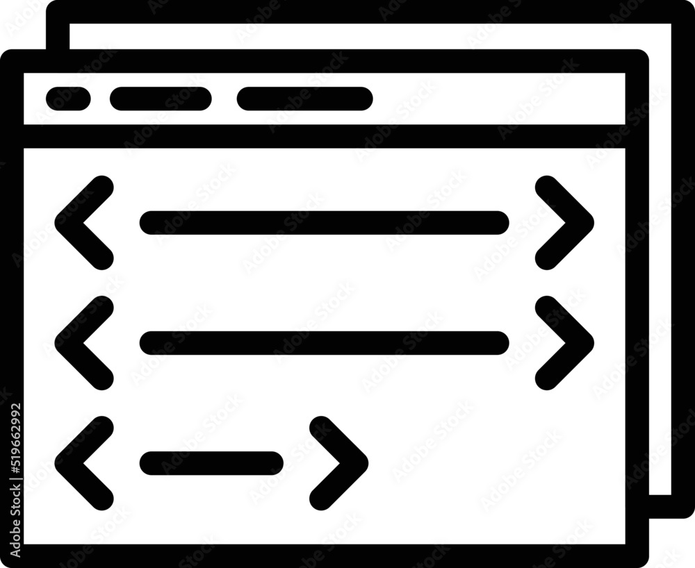 App monitor icon outline vector. Build work. Code website App monitor icon outline vector. Build work. Code website