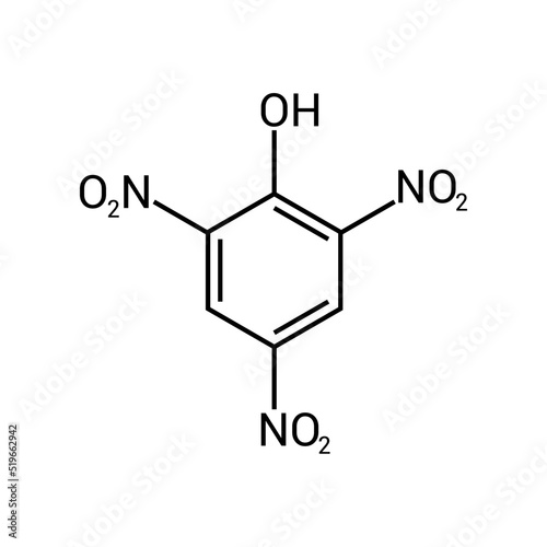 chemical structure of Picric acid (C6H3N3O7)