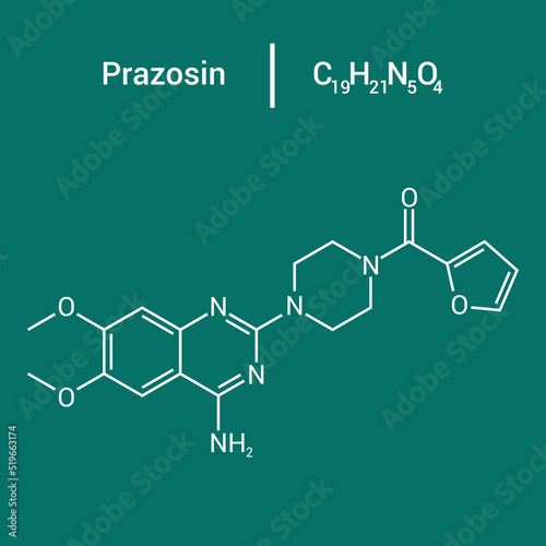 chemical structure of Prazosin (C19H21N5O4)