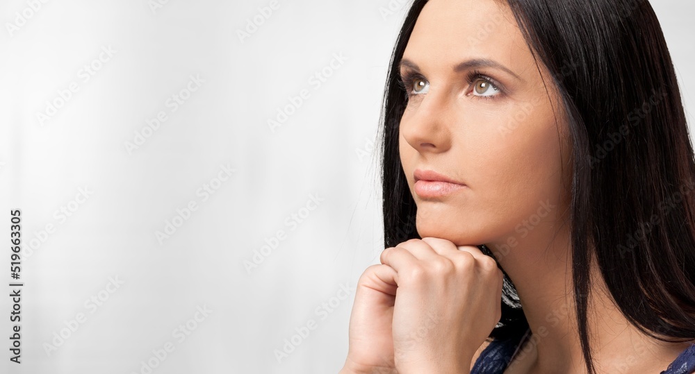 Portrait of beautiful young female or woman looking happy and confident. Concept: having a secret. Portrait of beautiful young female or woman looking happy and confident. Concept: having a secret.
