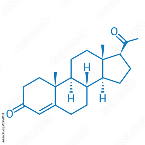 chemical structure of Progesterone (C21H30O2)