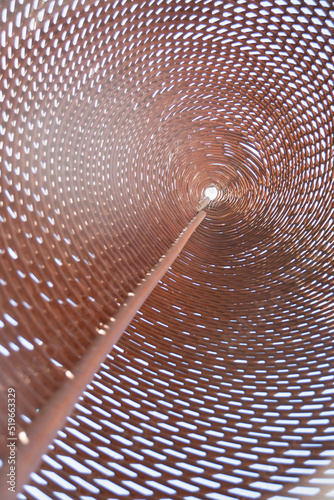 Inside of the corten pyramid