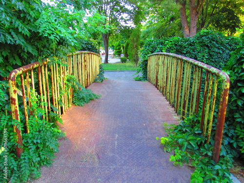 Canvastavla rusty footbridge between greenery mugla turkey