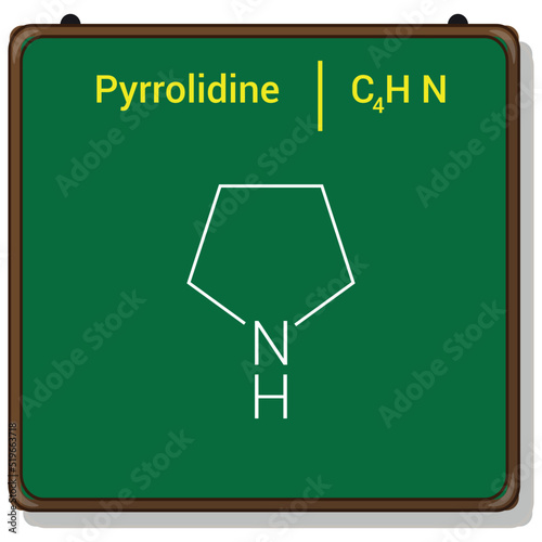 chemical structure of Pyrrolidine (C4H9N) photo