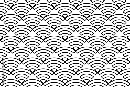 Seamless pattern completely filled with outlines of wifi symbols. Elements are evenly spaced. Vector illustration on white background
