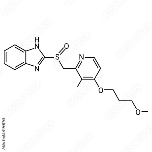 chemical structure of Rabeprazole (C18H21N3O3S) photo