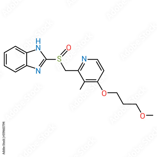 chemical structure of Rabeprazole (C18H21N3O3S)