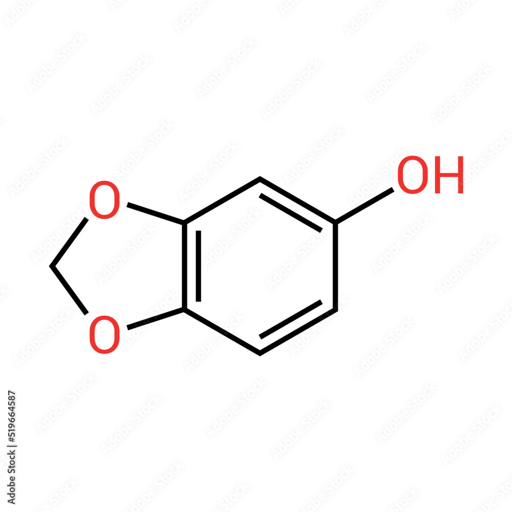 chemical structure of Sesamol (C7H6O3) chemical structure of Sesamol (C7H6O3)