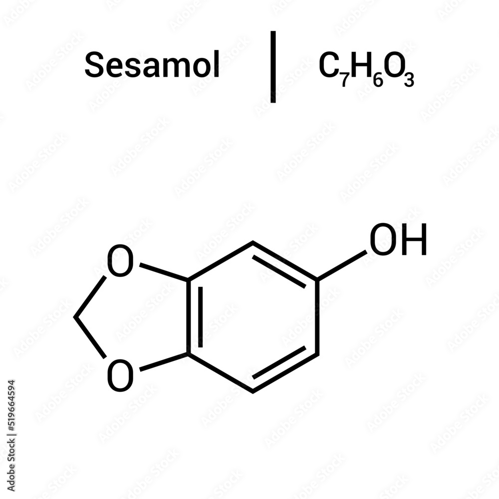 chemical structure of Sesamol (C7H6O3)