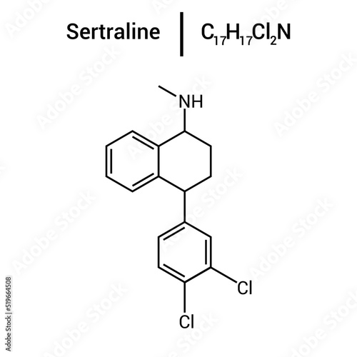chemical structure of Sertraline (C17H17Cl2N)