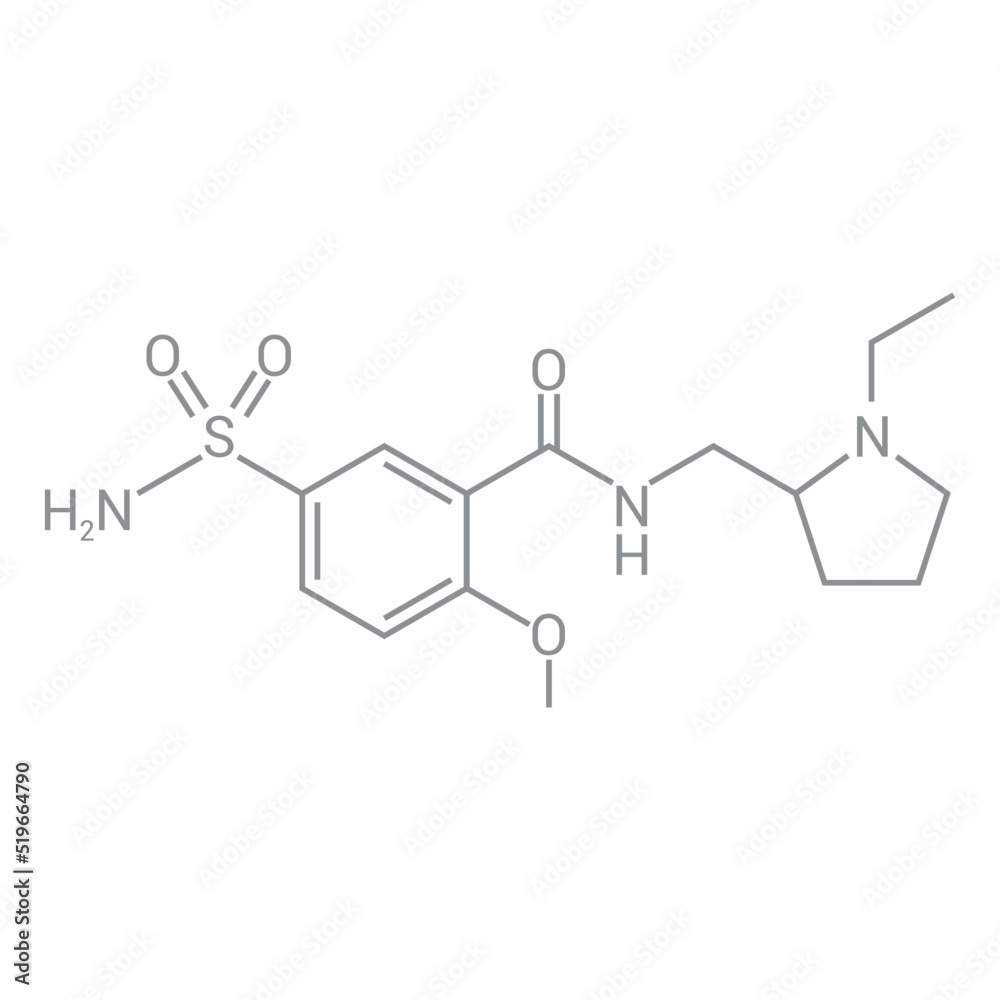 chemical structure of Sulpiride (C15H23N3O4S) chemical structure of Sulpiride (C15H23N3O4S)