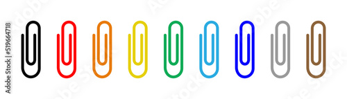 Set of colored paper clips - stock vector photo