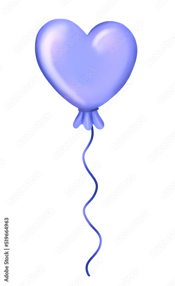 blue balloon in the shape of a heart on white background