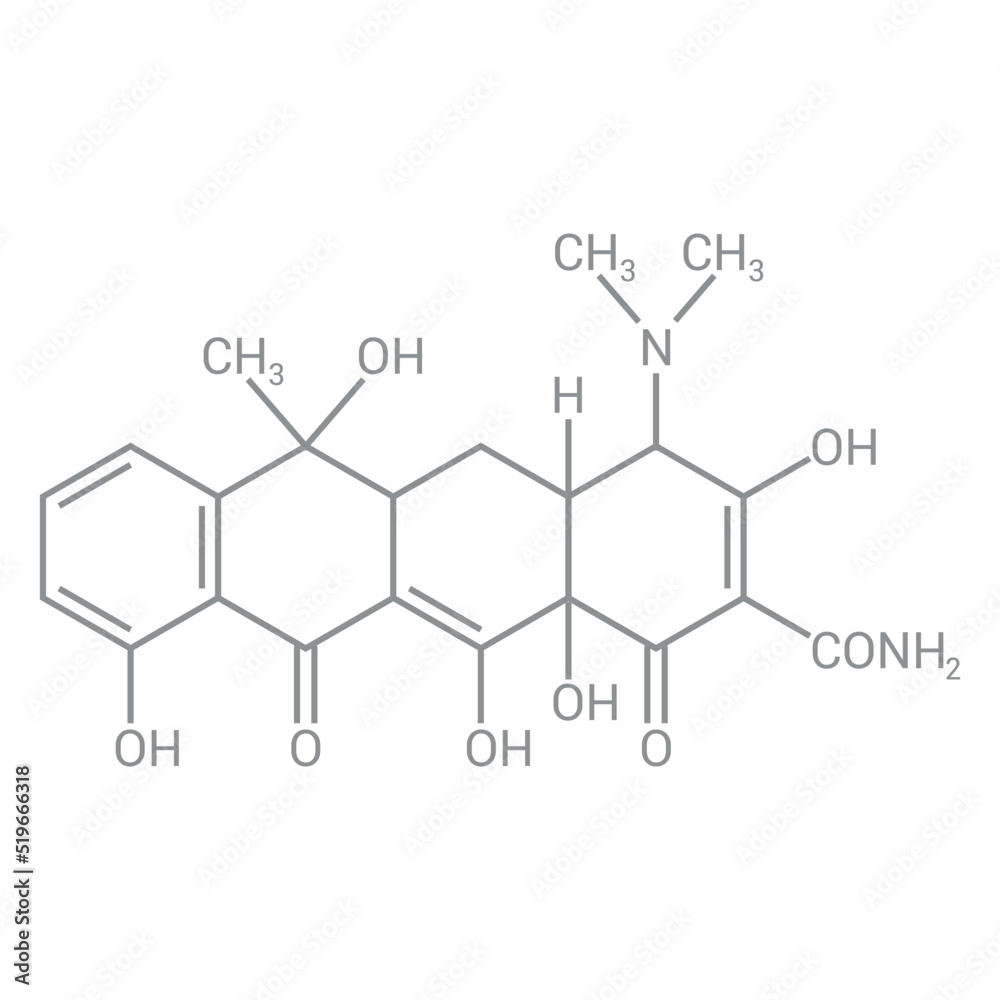 chemical structure of Tetracycline (C22H24N2O8)