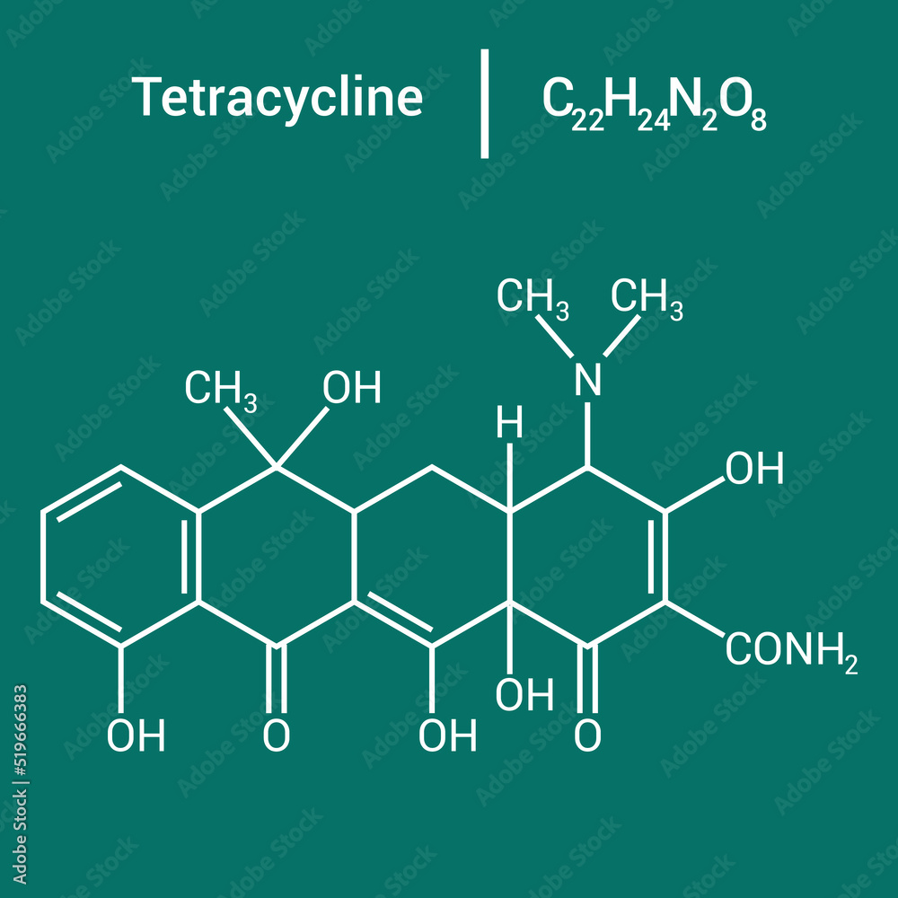 chemical structure of Tetracycline (C22H24N2O8) chemical structure of Tetracycline (C22H24N2O8)
