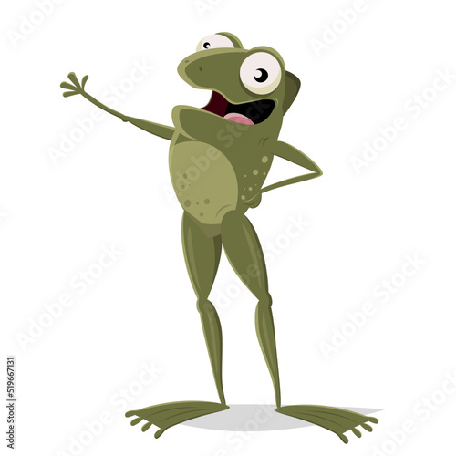 vector illustration of a happy cartoon frog