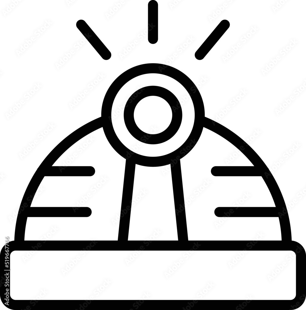 Miner light helmet icon outline vector. Coal rock. Treasure tool Miner light helmet icon outline vector. Coal rock. Treasure tool