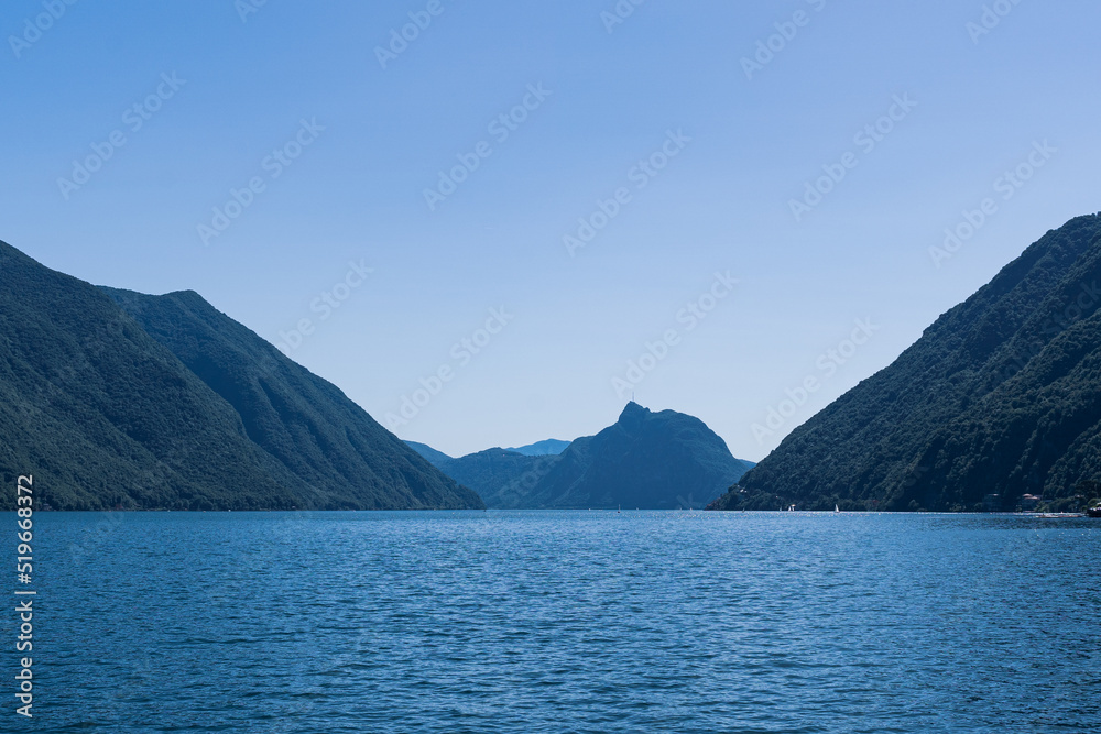 Lugano lake and mountains in Italy.