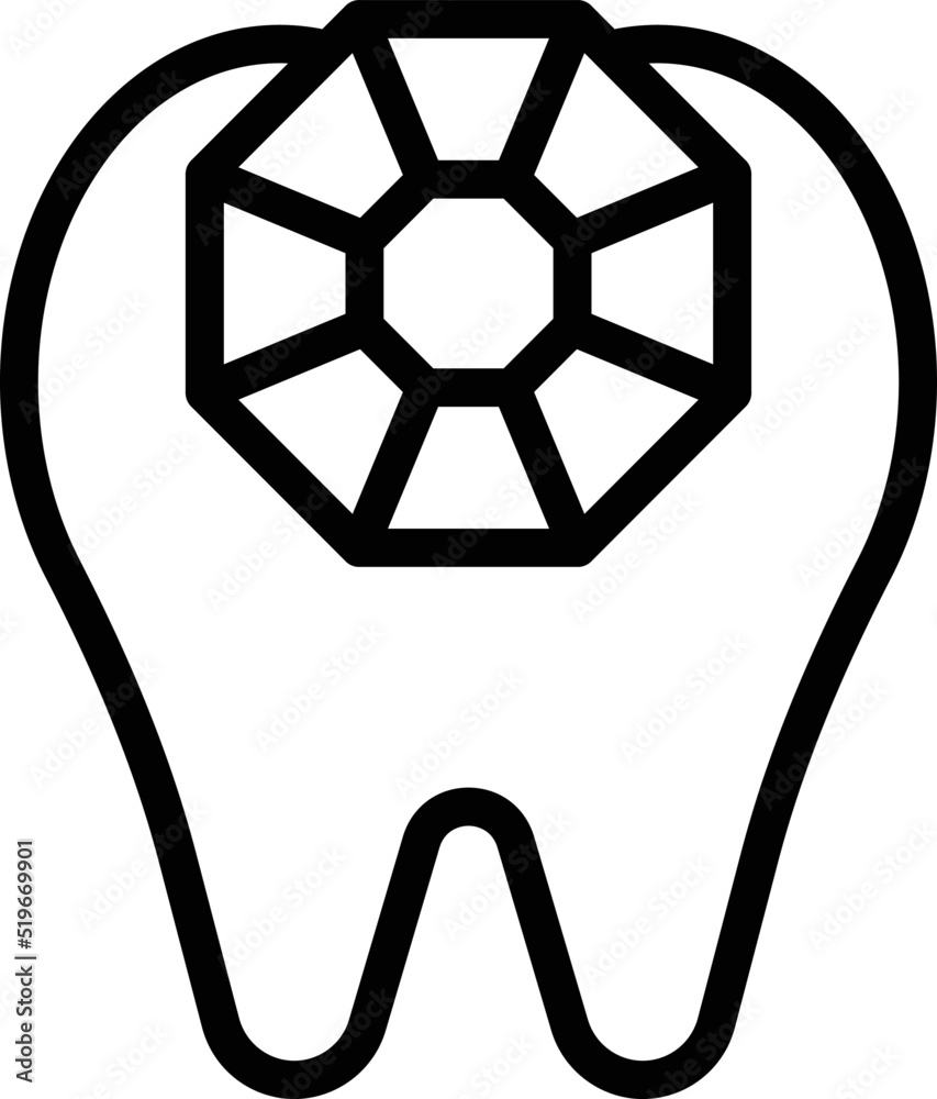 Gemstone icon outline vector. Tooth gem. Dentist care Gemstone icon outline vector. Tooth gem. Dentist care