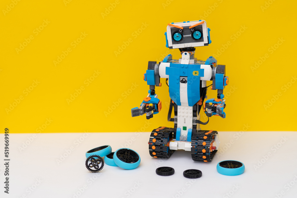 Minsk, Belarus. March, 2022. Lego robot background. STEM and STEAM  education. AI. DIY. Education robot for school and kids. Photos | Adobe  Stock