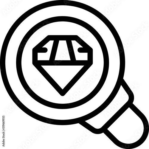 Search diamond icon outline vector. Gem dentist. Magic glass