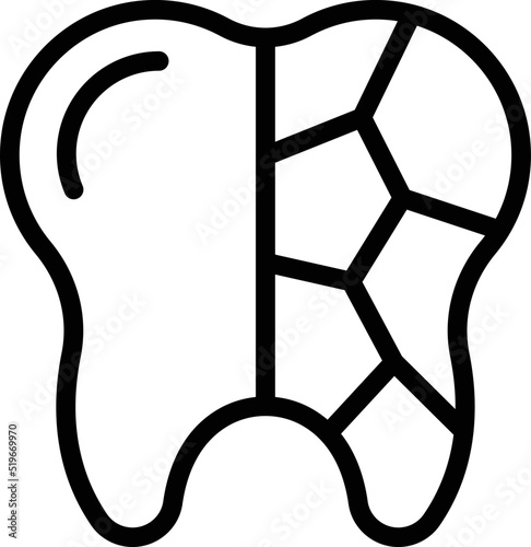 Cracked tooth icon outline vector. Diamond care. Silver magic