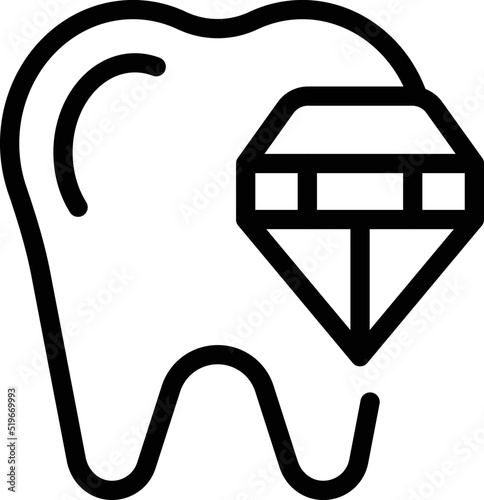 Diamont tooth icon outline vector. Diamond gem. Glass stone