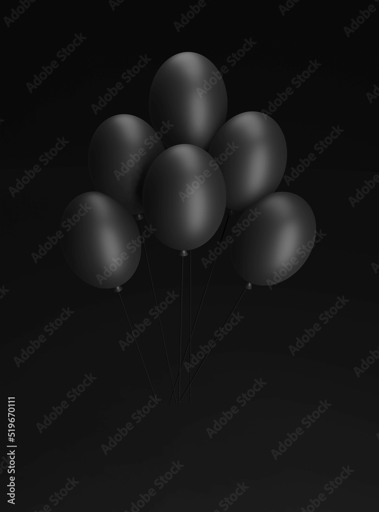 Black balloons - obrazy, fototapety, plakaty 