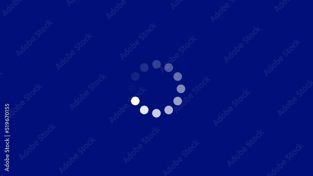 Spinning loading wheel on blue background, flat lay animation Spinning loading wheel on blue background, flat lay animation