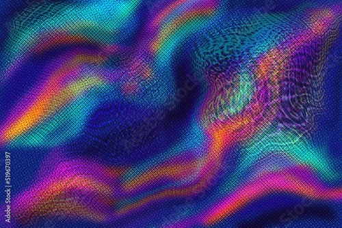 Abstract Holographic gradient blended rainbow in dark jewel tones, unique background