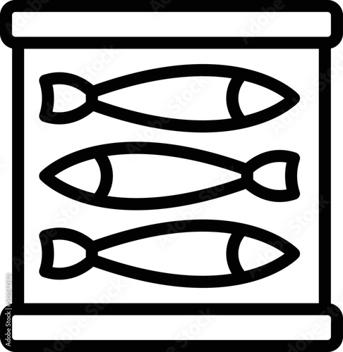 Herring tin can icon outline vector. Oil food. Marine box photo