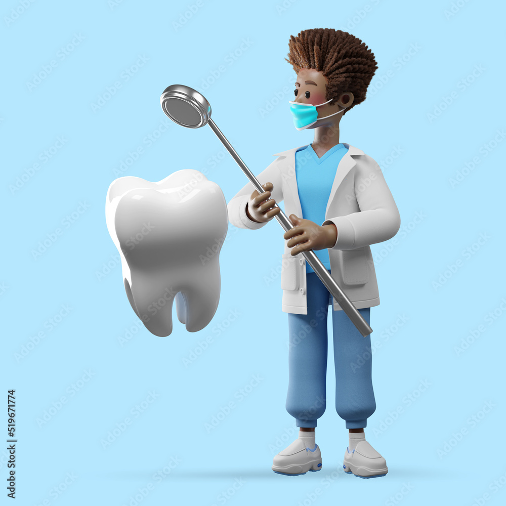 3d illustration female doctor checking tooth 3d illustration female doctor checking tooth