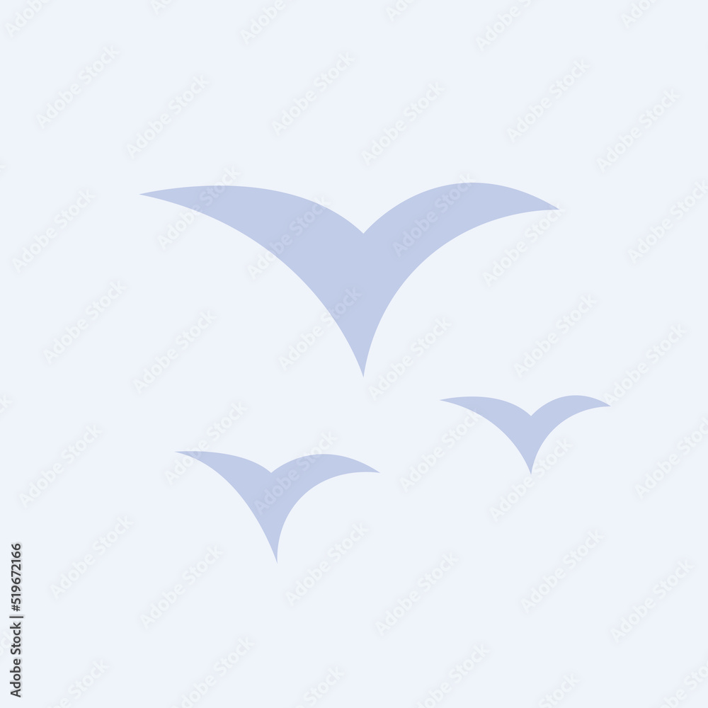 Fototapeta premium Birds in sky for decoration design. Blue background. Bright abstract background.