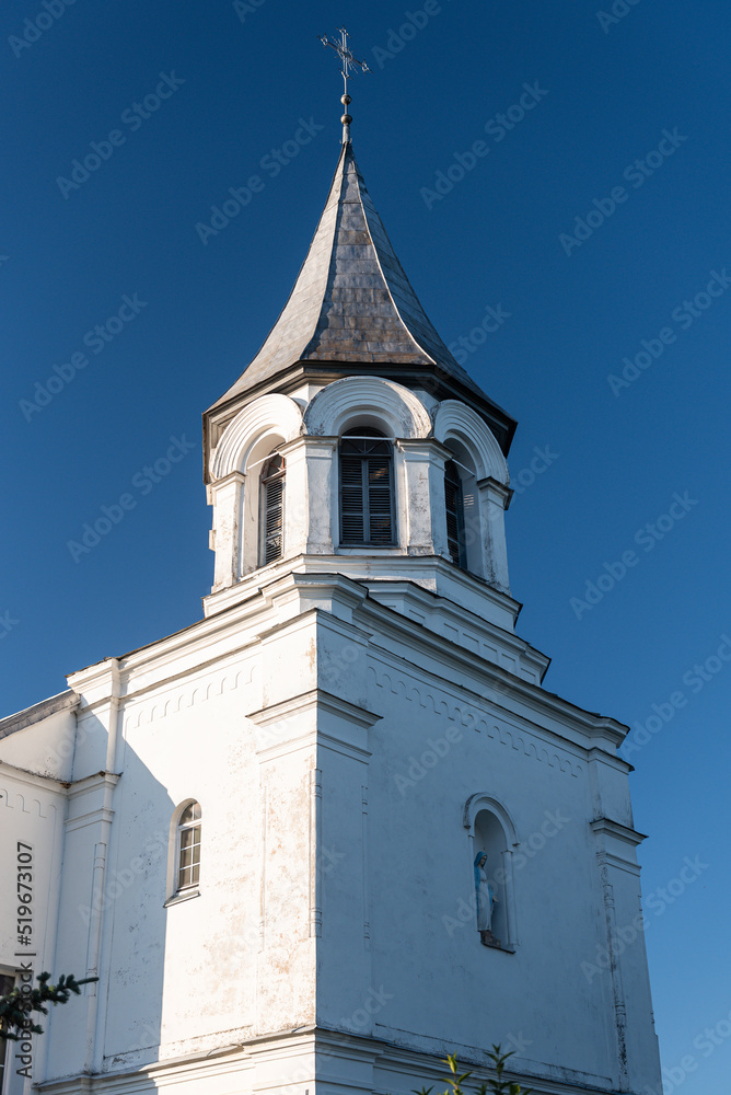 Ilukste Catholic church in sunny summer day, Latvia.